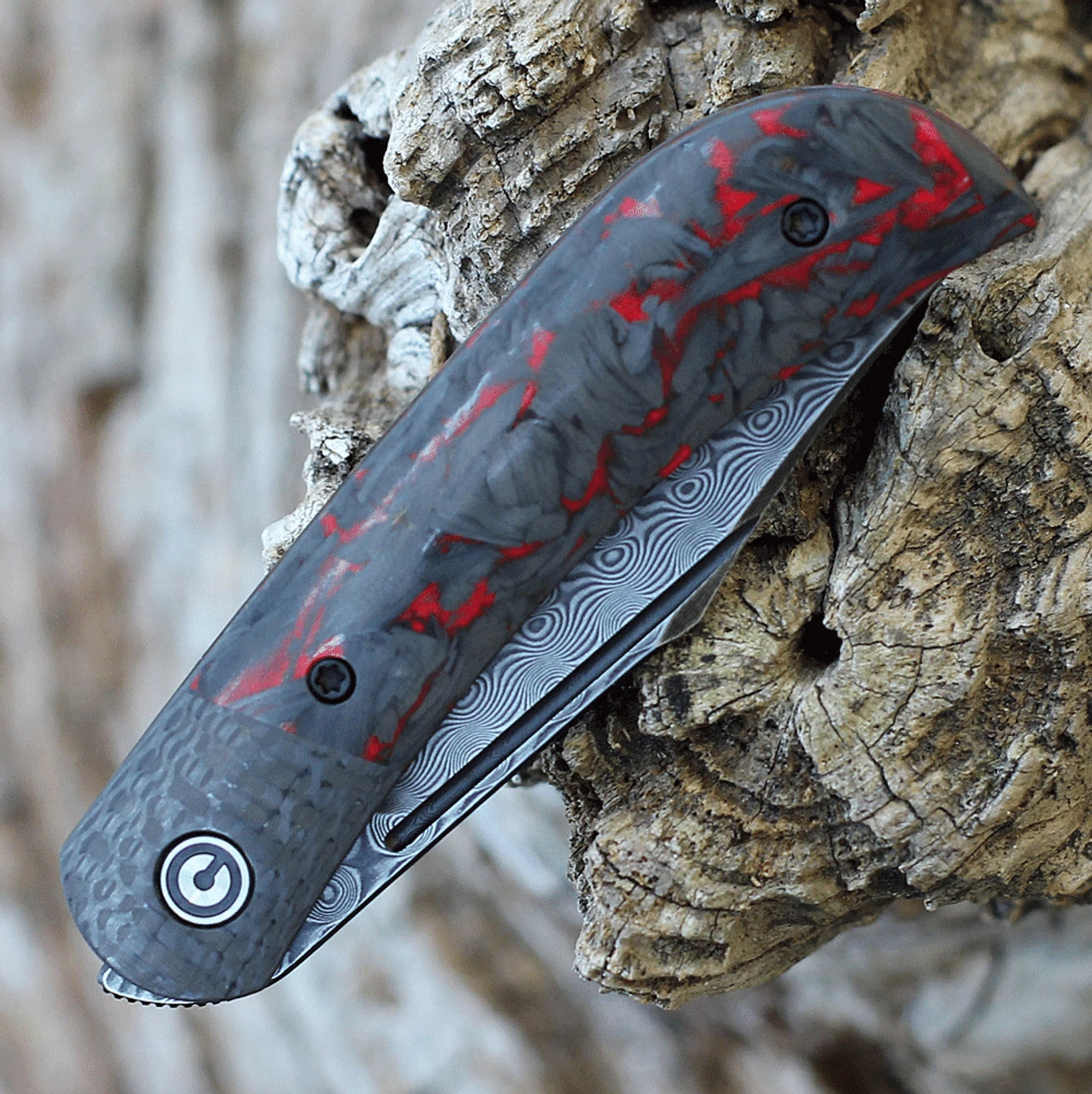CIVIVI Appalachian Drifter II-Red/Blk CF (2.96" Damascus) C19010C-DS2 CIVIVI Knives CIVIVI Appalachian Drifter II-Red/Blk CF (2.96" Damascus) C19010C-DS2 -Boker Shop c19010c ds2.3 34121.1673628467