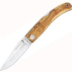 Castillo Knives Navaja Lockback Folding, C1OLW, 3" Satin Sandvik 14C28N Blade, Olivewood Handle