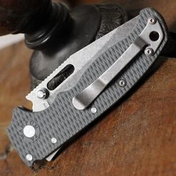 Demko Knives Demko AD20.5 Shark Lock Gray (3" AUS-10A Clip Point) - DEMAD205F24GY -Boker Shop demad205f24gy.2 68571.1668785533