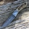 Damascus Blade Knife Damascus 1050RM Hunter, 4" Damascus Plain Blade, Ram's Horn Handle