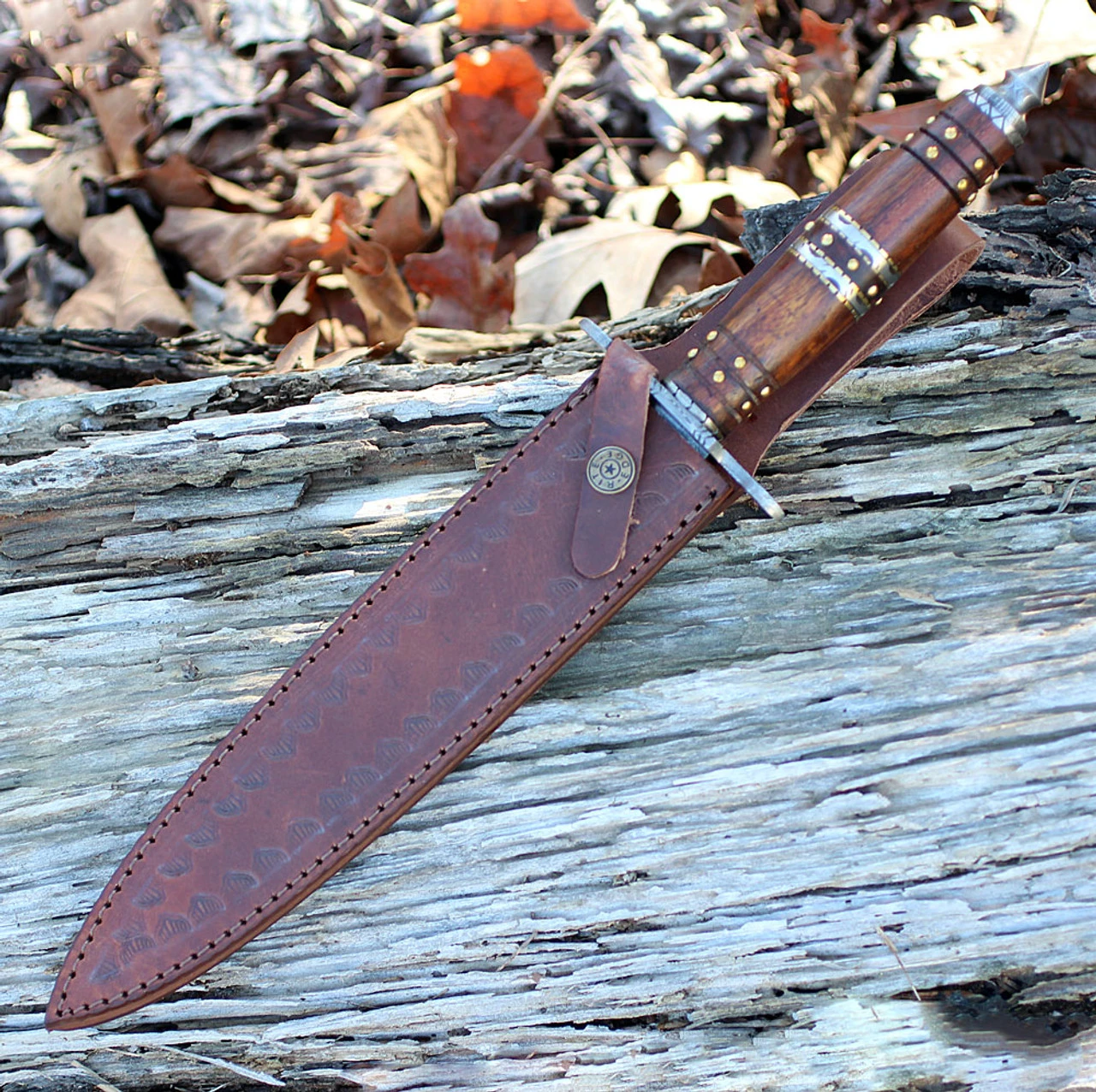 Damascus Blade Knife Damascus 1104 Dagger, 9.5" Damascus Plain Blade, Rosewood Handle 2 Damascus Blade Knife Damascus 1104 Dagger, 9.5" Damascus Plain Blade, Rosewood Handle - Image 2