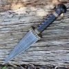 Damascus Blade Knife Damascus 1113 Dirk, 7" Damascus Plain Blade, Black Pakkawood Handle