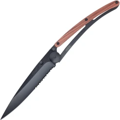 Deejo Knives Deejo Black 37G, 3.75" 420 SS Blade, Coralwood/Titanium Handle