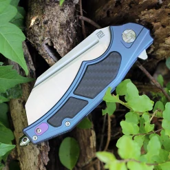 Artisan Cutlery Artisan Apache ATZ1813GBUM, 3.82" M390 Plain Blade, Blue Titanium/Carbon Fiber Handle -Boker Shop image 69456.1572972869