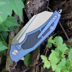 Artisan Cutlery Artisan Apache ATZ1813GBUM, 3.82" M390 Plain Blade, Blue Titanium/Carbon Fiber Handle -Boker Shop image 89294.1572972869