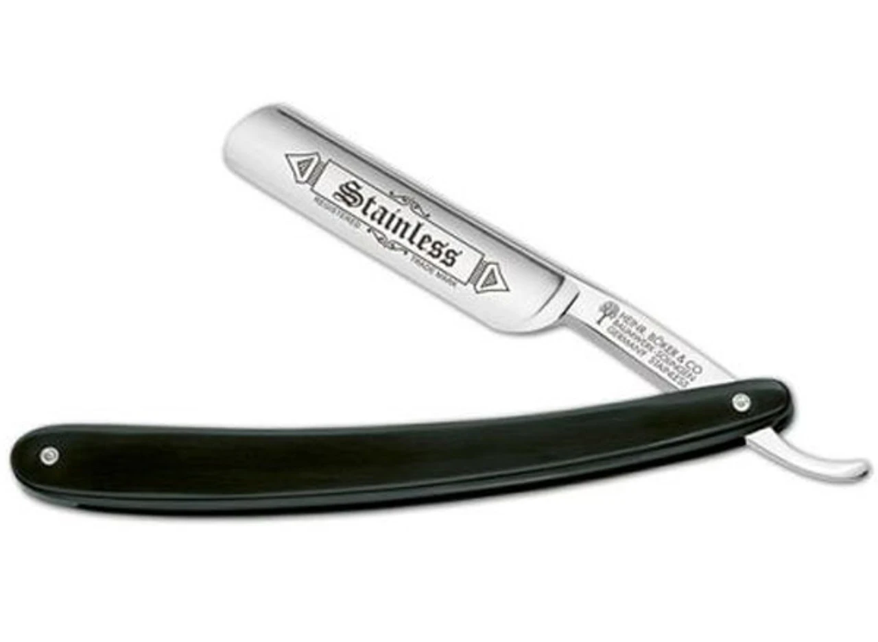 Boker Straight Razor, Stainless Steel Black Handle 1 Boker Straight Razor, Stainless Steel Black Handle