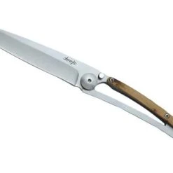 Deejo Knives Deejo DEE1CB002 Wood 37g, 3.75" 420 SS Plain Blade, Juniper Wood Handle