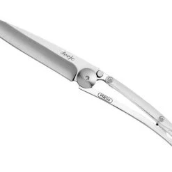 Deejo Knives Deejo DEE9AP001 Colors 27g, 3.12" 420 SS Plain Blade, White Polycarbonate Handle