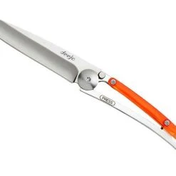 Deejo Knives Deejo DEE9AP005 Colors 27g, 3.12" 420 SS Plain Blade, Orange Polycarbonate Handle