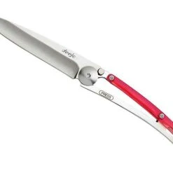 Deejo Knives Deejo DEE9AP006 Colors 27g, 3.12" 420 SS Plain Blade Blade, Red Polycarbonate Handle