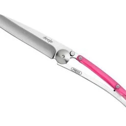 Deejo Knives Deejo DEE9AP007 Colors 27g, 3.12" 420 SS Plain Blade, Pink Polycarbonate Handle