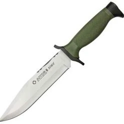 Aitor 16047 Bowie NATO Belt Knife, 7.25" SS Plain Blade, OD Green Polymer Handle, OD Green Nylon Sheath
