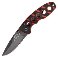Bad Blood 0110 Framelock, 2.5" 440 SS Combo Blade, Black/Red G-10 Handle