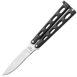 Bear And Son Bear & Son BC113B Butterfly, 4" Closed, SS Plain Blade, Black Epoxy Coated Handles