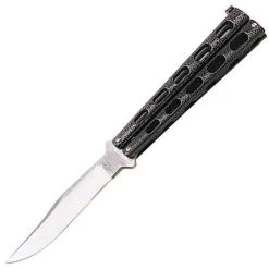 Bear And Son Bear & Son BC114 Butterfly, 5" Closed, SS Plain Blade, Silver Vein Handle