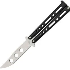BenchMark Balisong Trainer Knife - Black Metal Alloy (4" Trainer Blade)