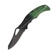 Benchmark Viper II Lockback, 3 3/8" Black Finish Stainless Blade With Thumb Slot. Textured Black And Green Aluminum Handles.
