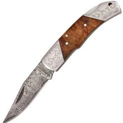 Boker Magnum Duke Lockback, Damascus, Burl Wood Handle