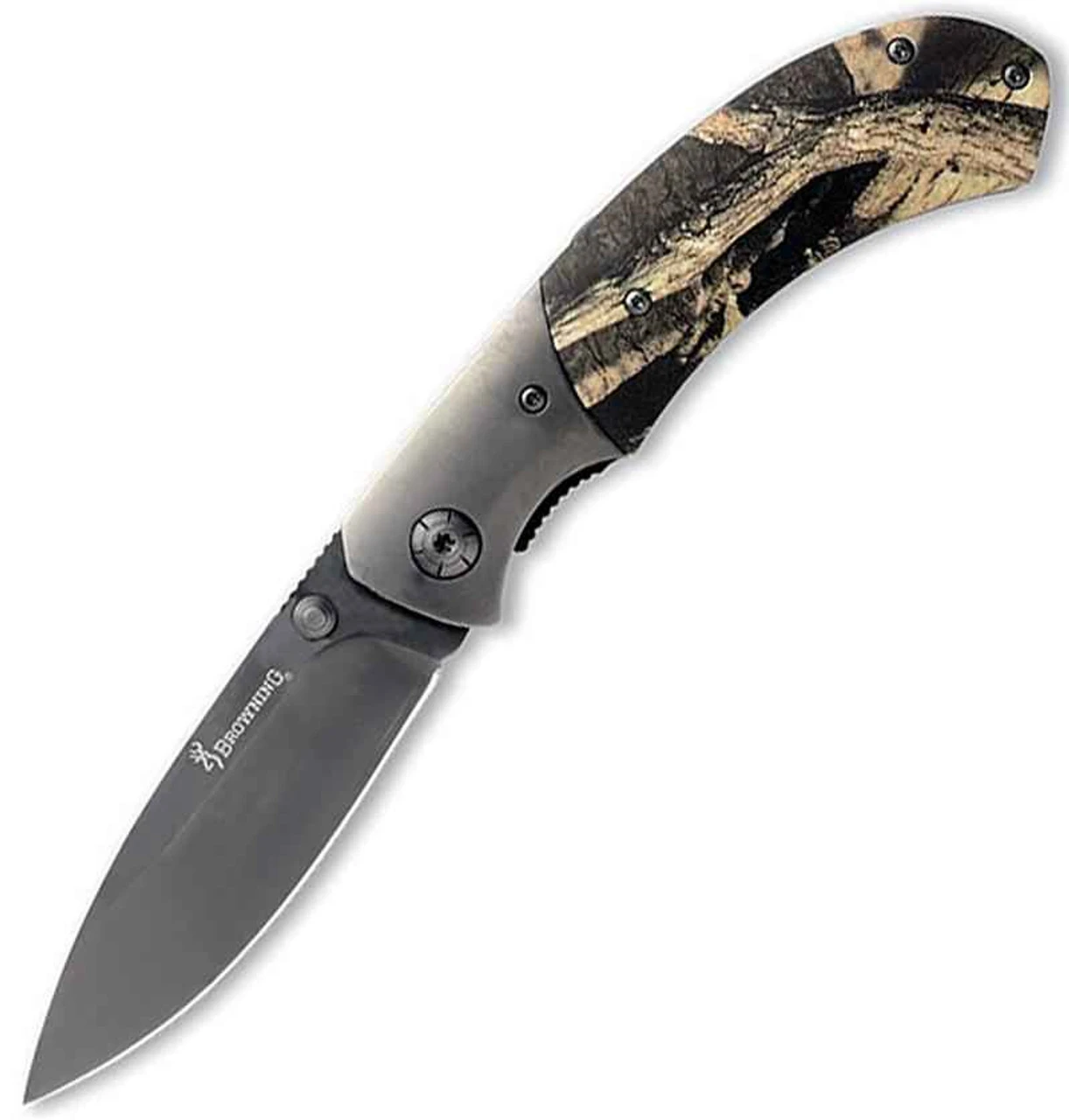 Browning Knives Browning Tagged Out Hunting Knife, Titanium Finished Stainless Steel, Mossy Oak Handle 1 Browning Knives Browning Tagged Out Hunting Knife, Titanium Finished Stainless Steel, Mossy Oak Handle