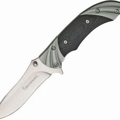 Browning Knives Browning Fluted Linerlock Folder, Stainless Blade, Black G-10/Fluted Gun Metal Gray Bolsters Handle