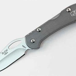 Buck Knives Buck 726GYS Mini SpitFire, 2.75" 420HC Plain Blade, Grey Anodized Aluminum