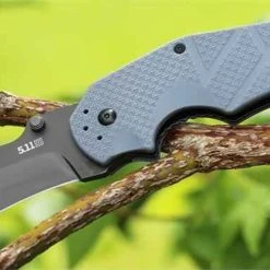 5.11 Tactical 51104 Crewcut Assisted Opener, 3.5" AUS-8 Plain Blade, Grey FRN Handle